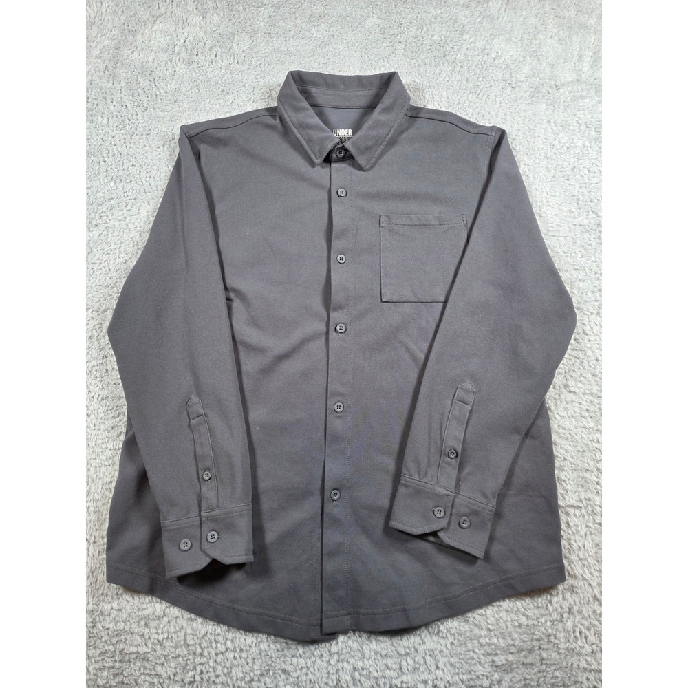 Under 5'10 Performance Button Down Shirt Small‎ Gray Mens Long Sleeve Pique Knit